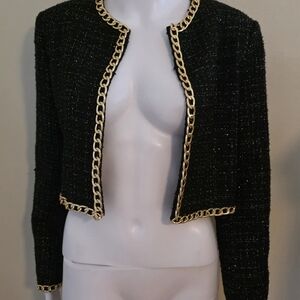 Love Token E Allen Cropped Chain Elegant Black Women's Size Small Jacket